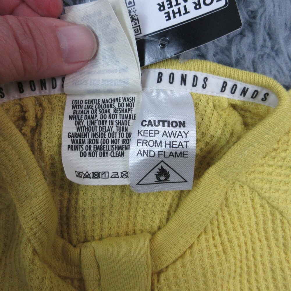 Bonds Coverall One Piece Kids 4 Yellow Eco Thermal Waffle Knit Zip Pajamas NWT - Picture 12 of 16